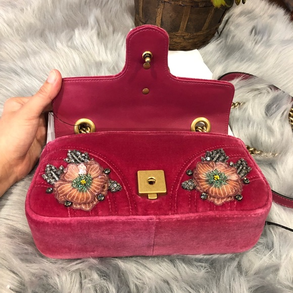 ❤️SOLD❤️Gucci marmont pink velvet embroidered bag - Picture 7 of 8
